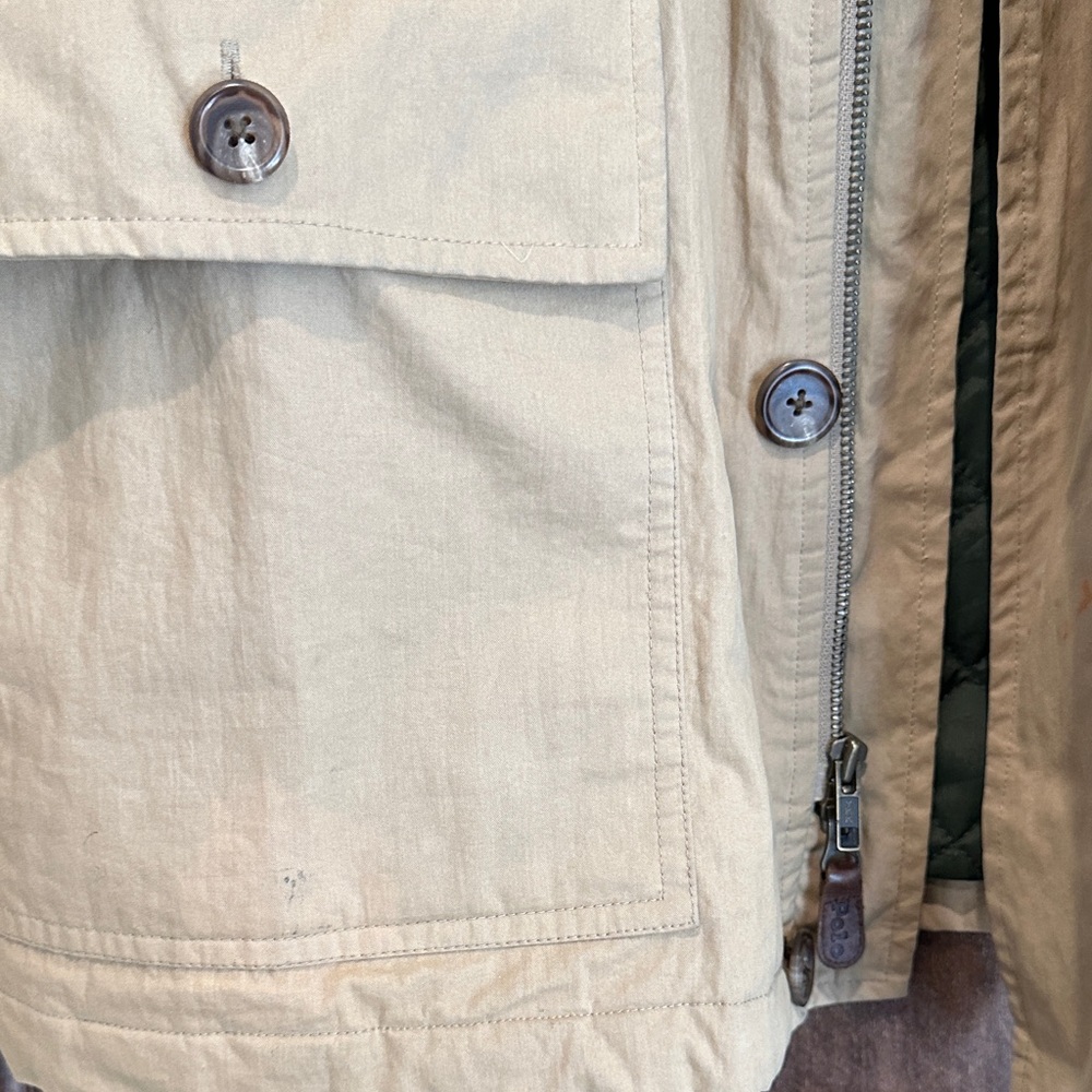 Polo by Ralph Lauren Tan Field Jacket with Brown Collar - Picture 4 of 6